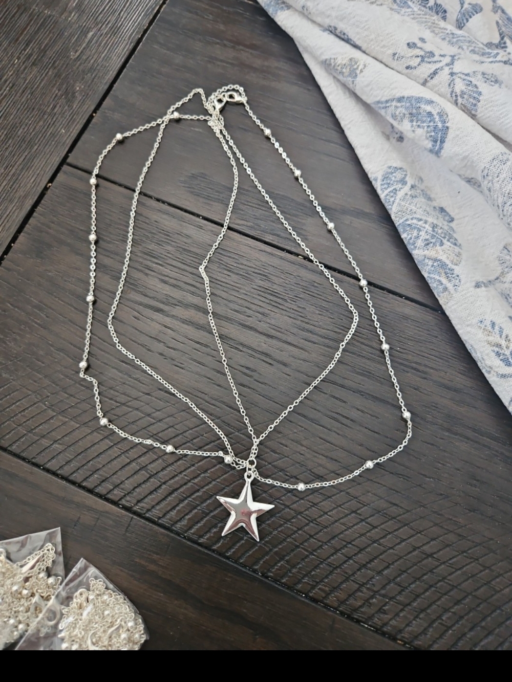 Silver Star Pendant Head CHAIN LOT OF 15 - Women Jewelry